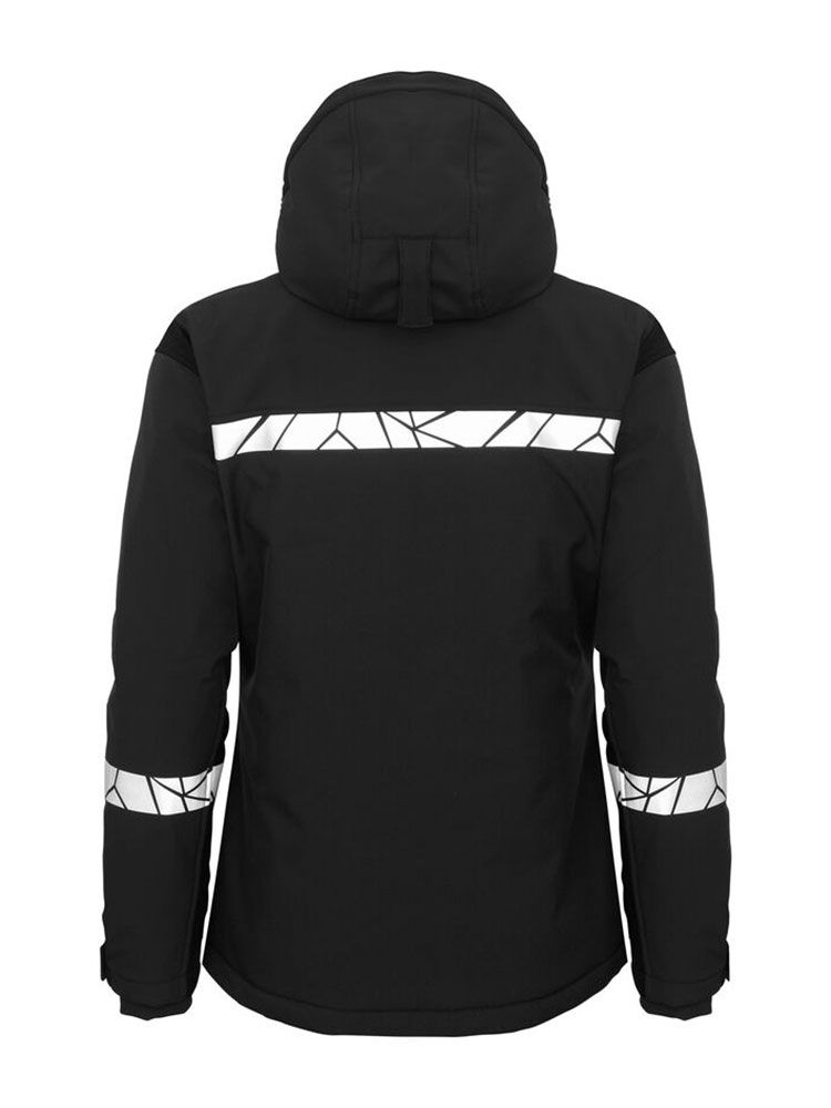 Schwarze Warnschutz Winterjacke Damen mit Reflektoren, sportlicher Passform und Wetterschutz