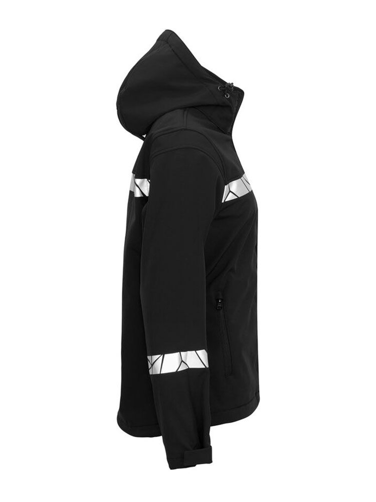 Schwarze Warnschutz Winterjacke Damen mit Reflektoren, sportlicher Passform und Wetterschutz