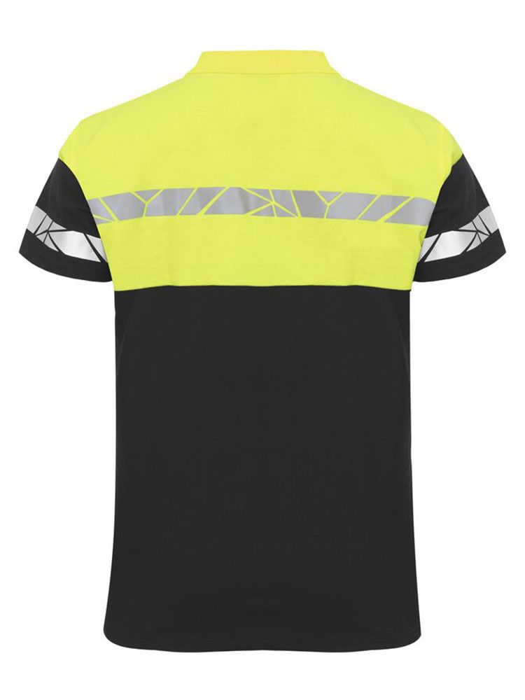 Gelbes Herren-Poloshirt mit reflektierenden Details und klassischem Polokragen