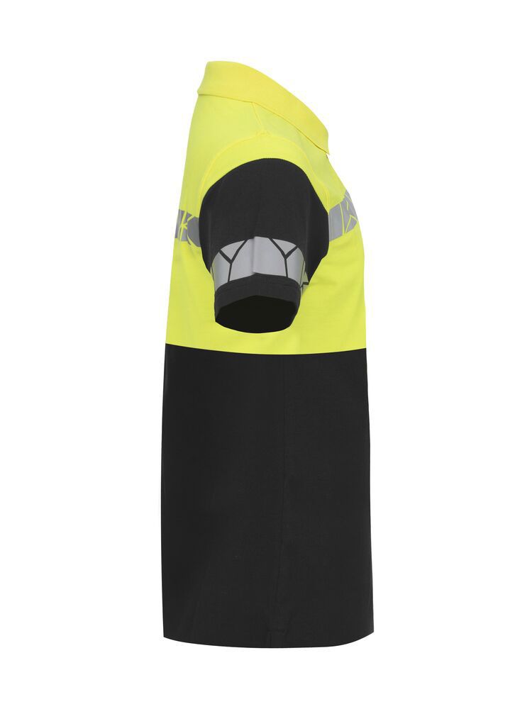 Gelbes Herren-Poloshirt mit reflektierenden Details und klassischem Polokragen