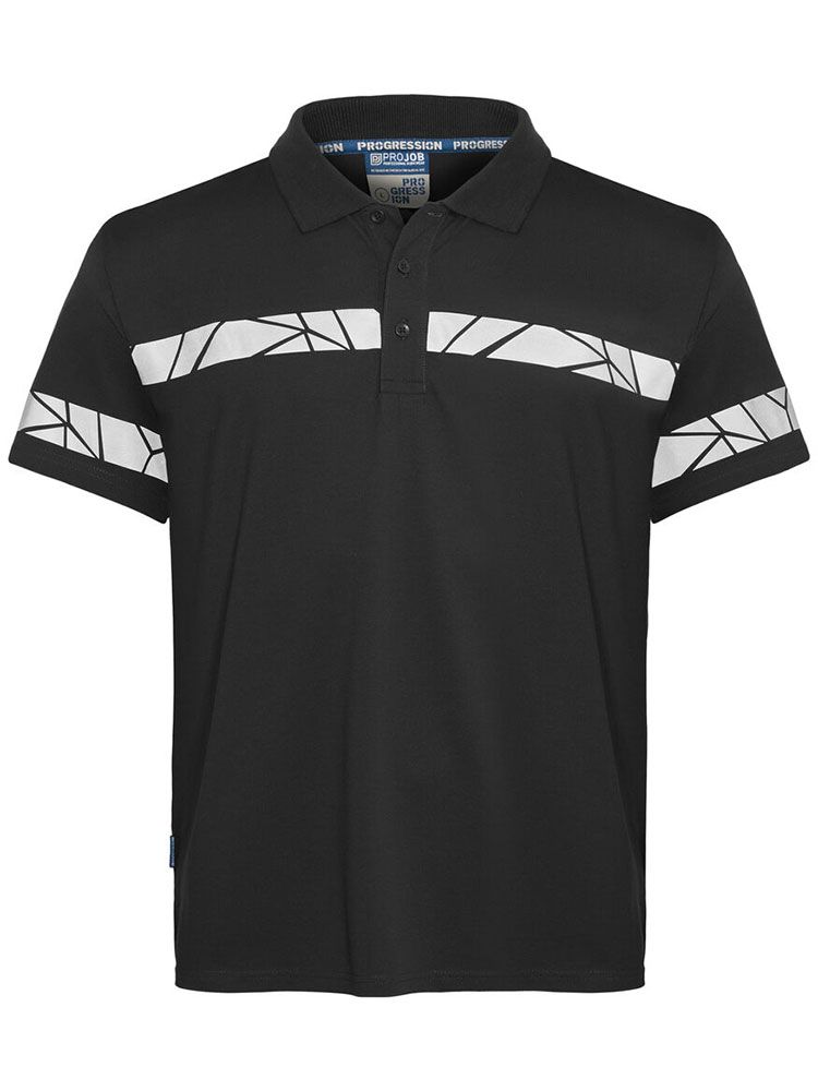 Schwarzes Warn Poloshirt mit reflektierenden Schulterdetails und klassischem Kragen