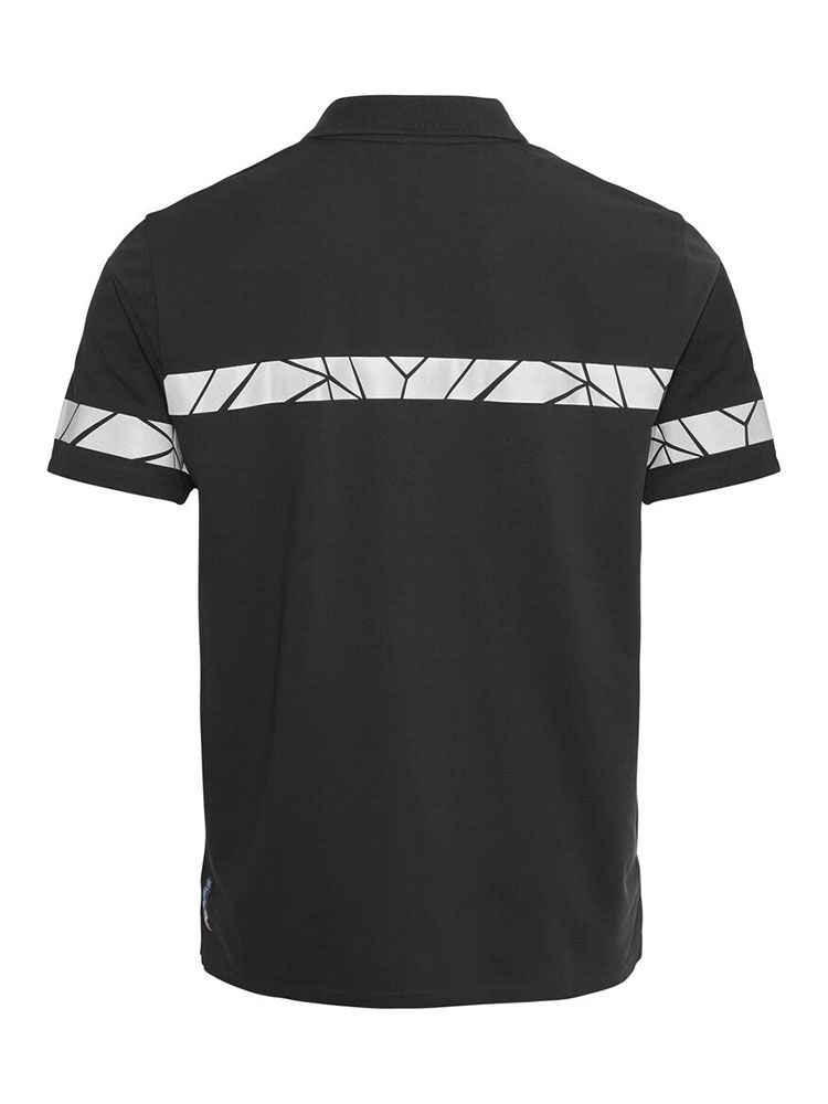 Schwarzes Warn Poloshirt mit reflektierenden Schulterdetails und klassischem Kragen