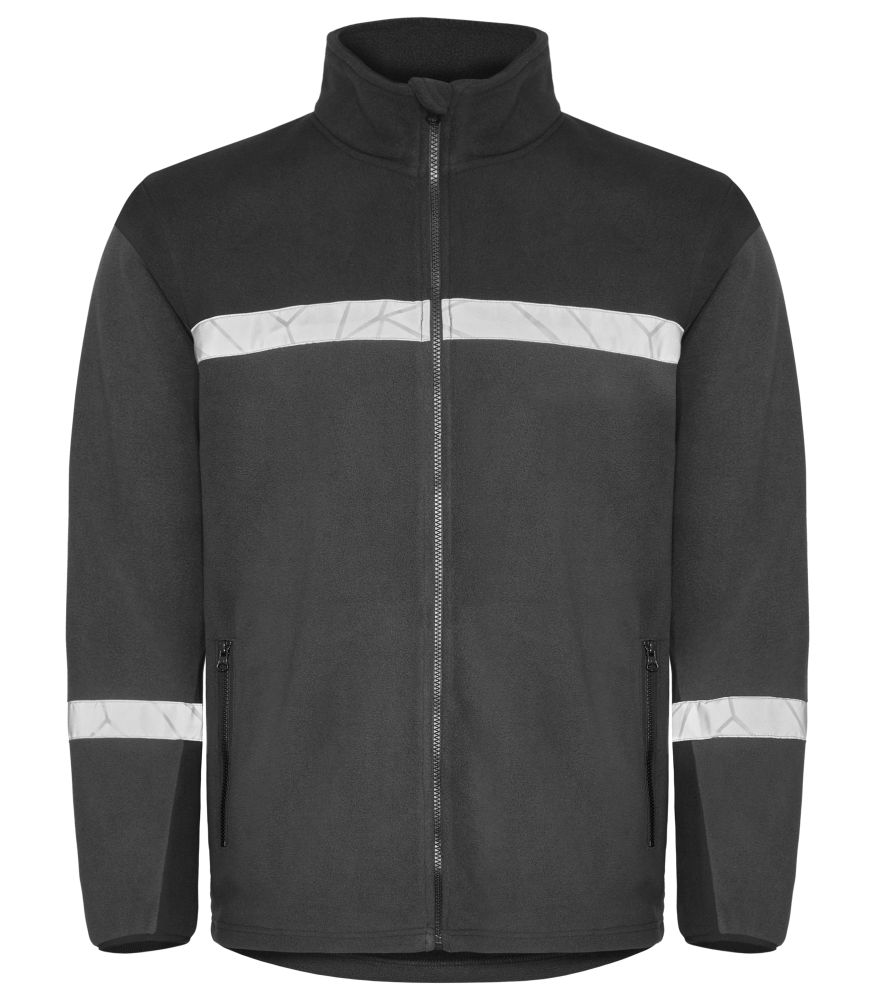 Graue Warnschutz Fleecejacke für Herren mit atmungsaktivem Fleece und dezenter Optik