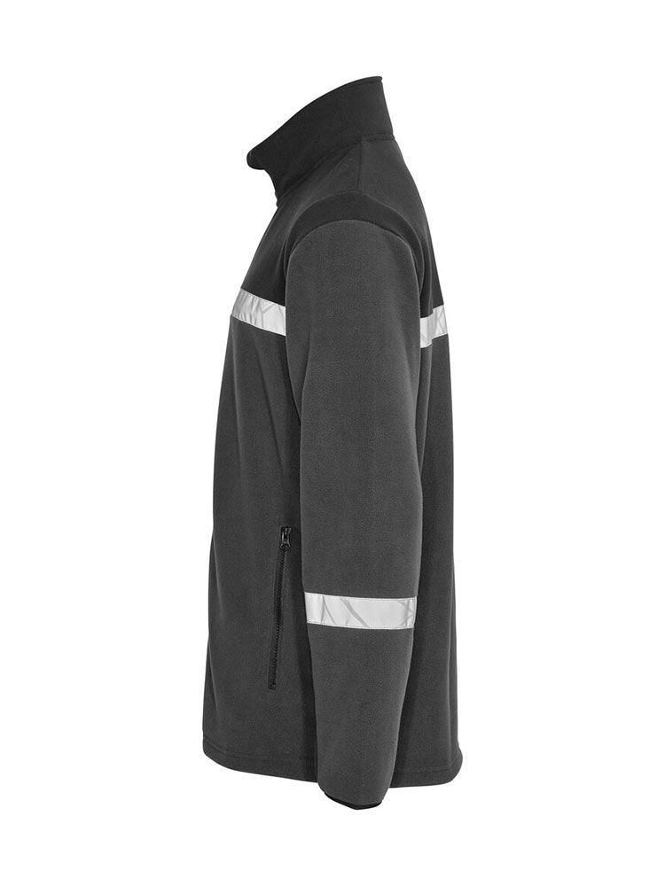 Graue Warnschutz Fleecejacke für Herren mit atmungsaktivem Fleece und dezenter Optik
