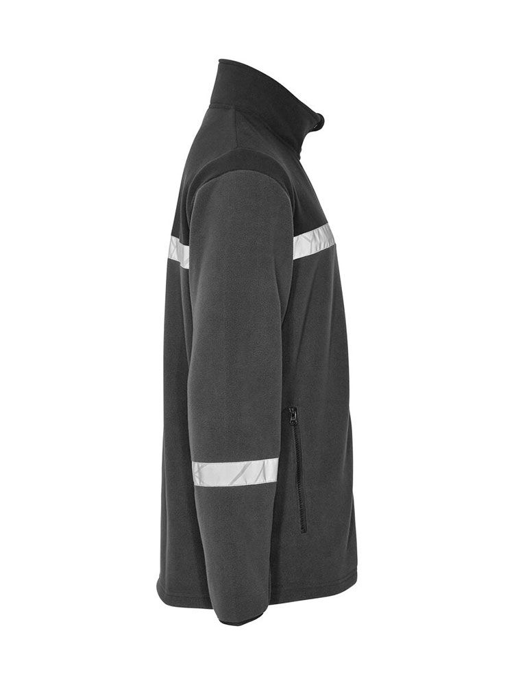 Graue Warnschutz Fleecejacke für Herren mit atmungsaktivem Fleece und dezenter Optik