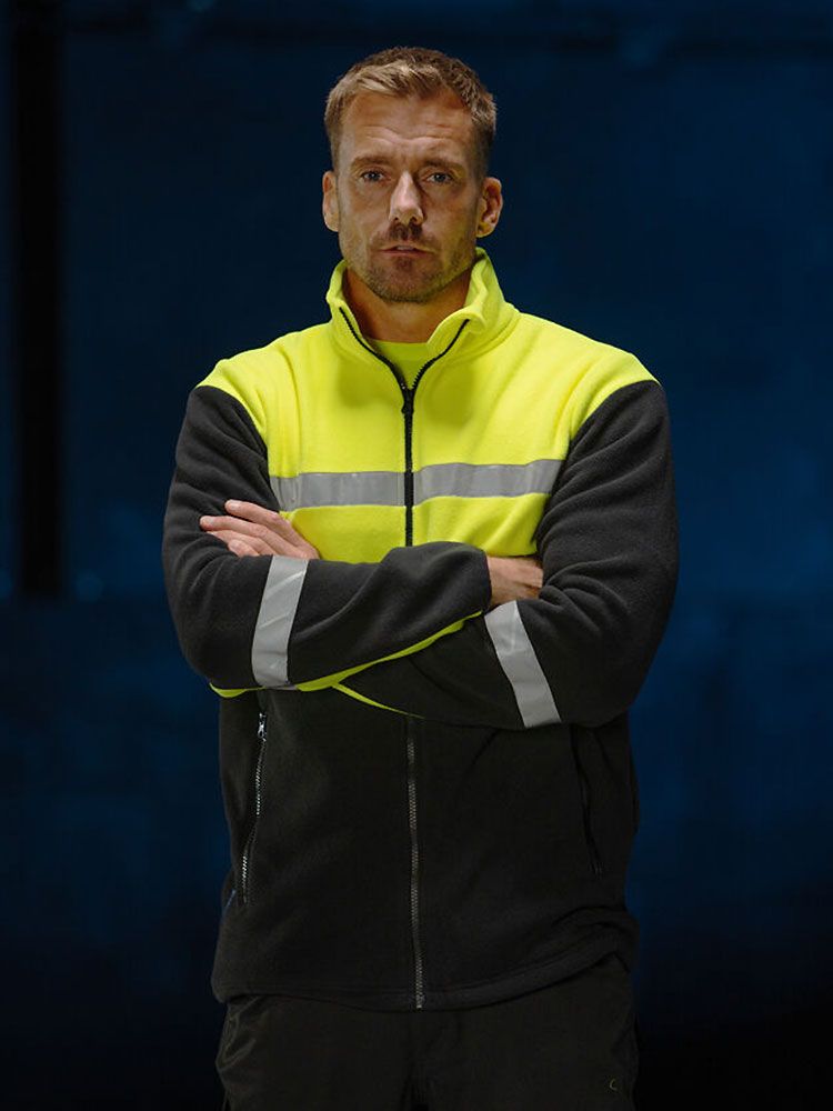 Gelbe Warnjacke Fleece für Herren mit atmungsaktivem Fleece und funktionalem Design