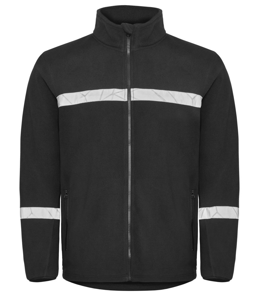 Schwarze Warnschutz Fleecejacke für Herren mit atmungsaktivem Fleece und klassischem Look