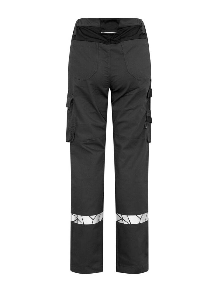 Graue Damen-Arbeitshose mit Reflektoren, funktionalem Schnitt und Cargotasche