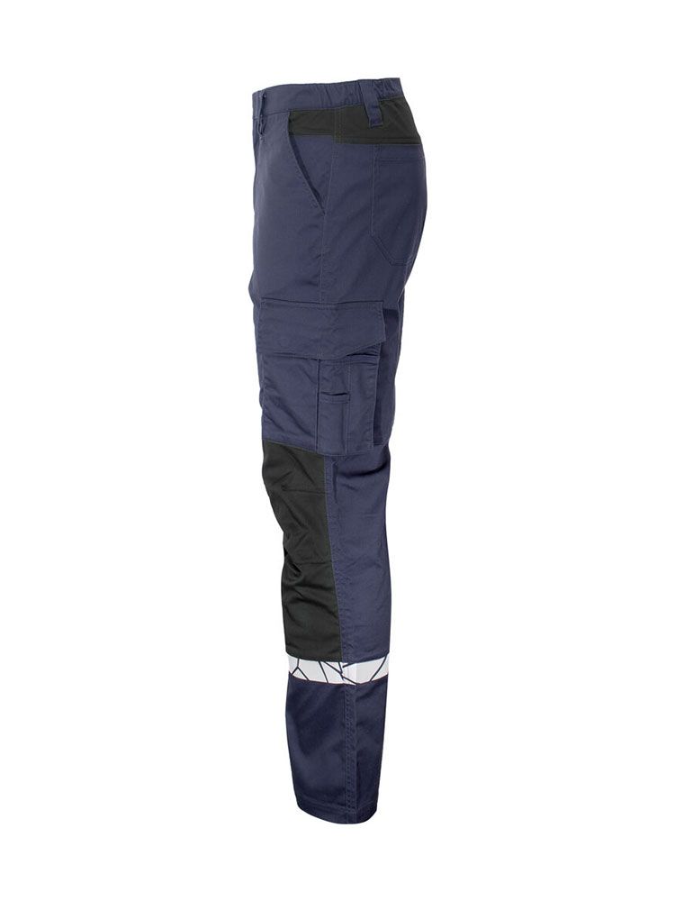 Warnschutz Arbeitshose Herren mit Reflektoren, Cargotasche und klassischem Schnitt