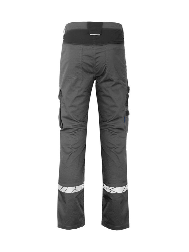 Graue Herren Warnschutzhose mit Reflektoren, Cargotasche und funktionalem Schnitt