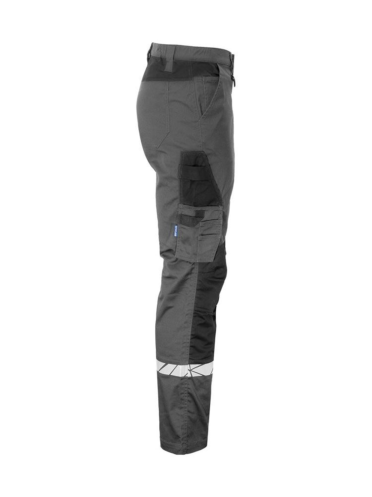 Graue Herren Warnschutzhose mit Reflektoren, Cargotasche und funktionalem Schnitt