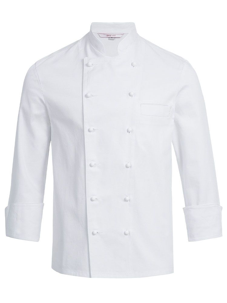 Weiße Kochjacke 100% Baumwolle Regular Fit mit Brusttasche
