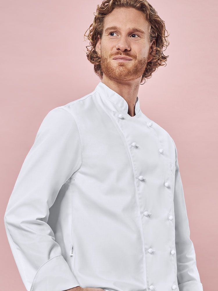 Weiße Kochjacke 100% Baumwolle Regular Fit mit Brusttasche
