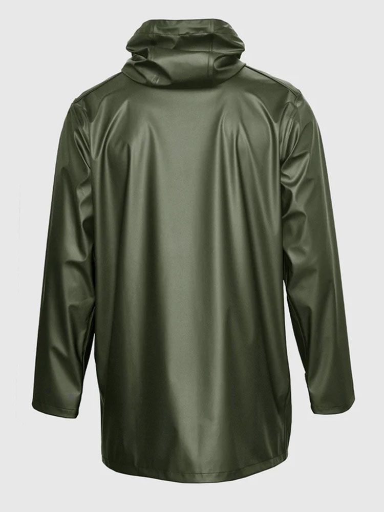 Regenmantel Olivgrün, mattes Finish, Kapuze, wasserdicht mit verschweißten Nähten