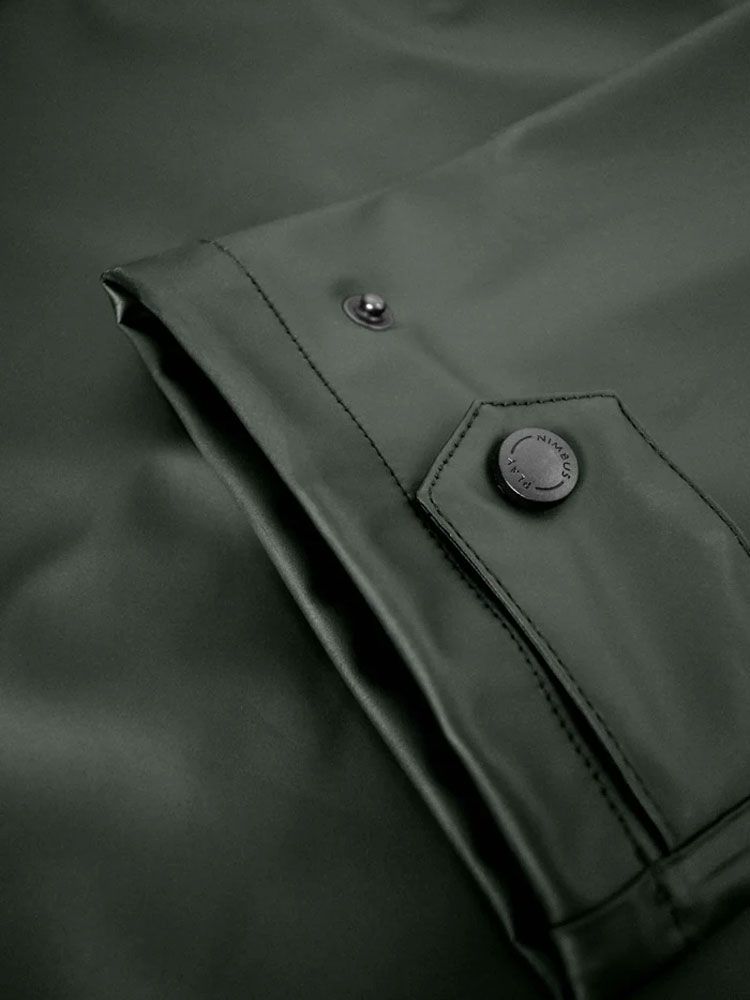 Regenmantel Olivgrün, mattes Finish, Kapuze, wasserdicht mit verschweißten Nähten