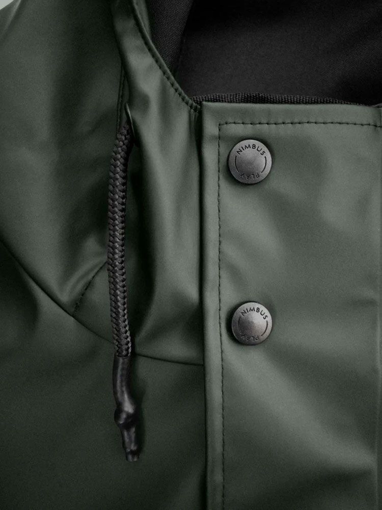 Regenmantel Olivgrün, mattes Finish, Kapuze, wasserdicht mit verschweißten Nähten