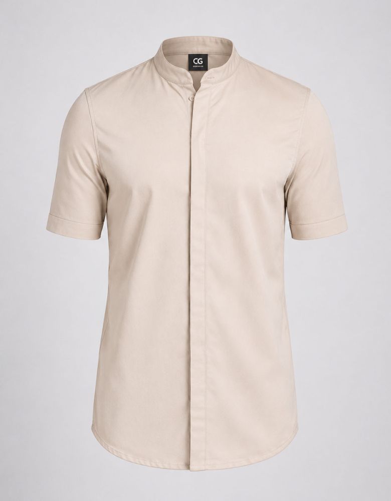 Herren Kurzarm Jacke Alton beige mit Jersey-Rücken und modernem Schnitt
