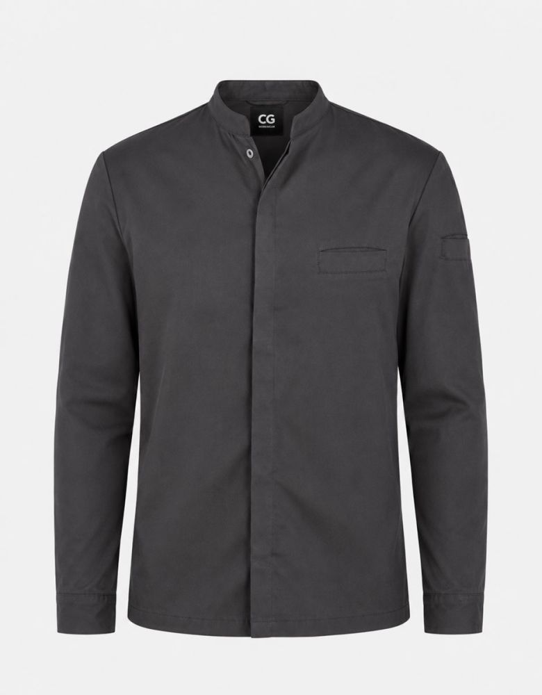 Herren Kochjacke Bishop grau mit verdeckter Knopfleiste und Brusttasche