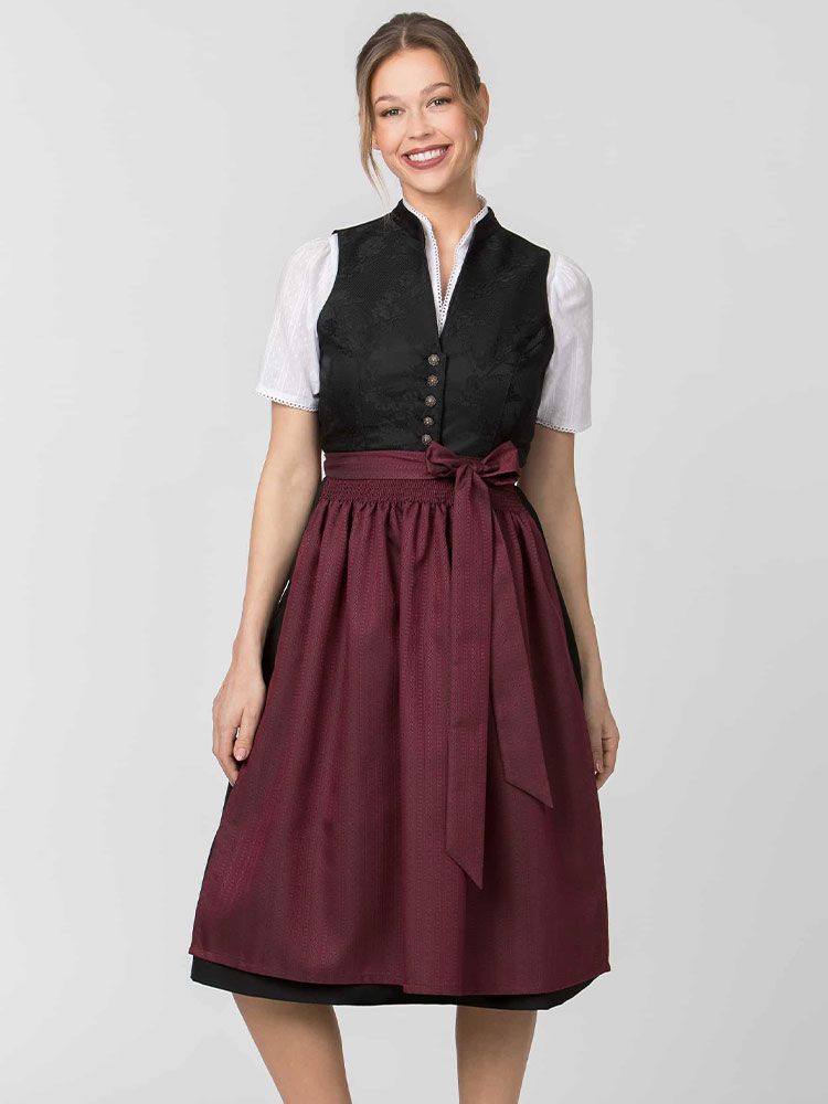 Bordeaux Dirndlschürze Annika 70 cm für Gastro Dirndl in Hotel und Service