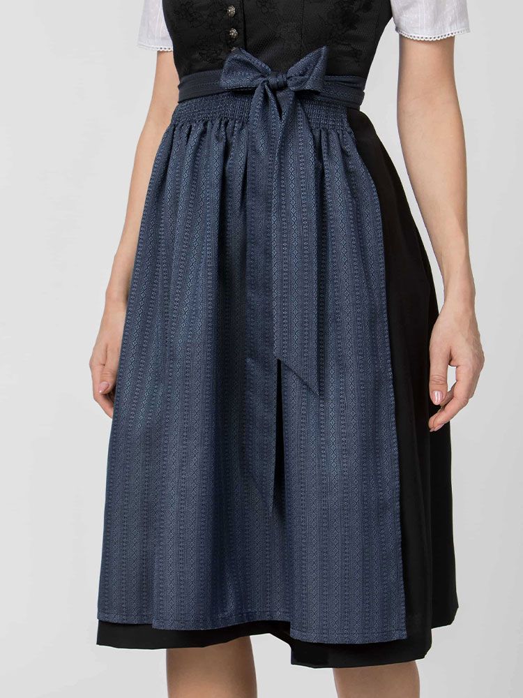 Dunkelblaue Dirndlschürze Annika 70 cm für Gastro Dirndl in Hotel und Service
