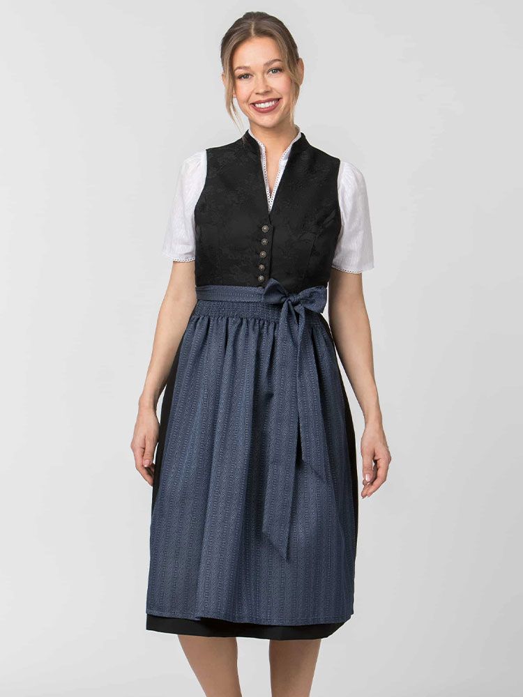 Dunkelblaue Dirndlschürze Annika 70 cm für Gastro Dirndl in Hotel und Service