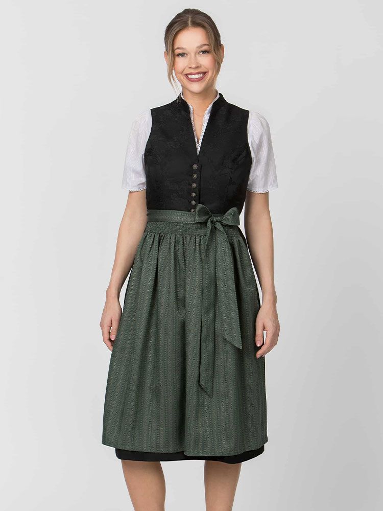 Dunkelgrüne Dirndlschürze Annika 70 cm für Gastro Dirndl in Hotel und Service