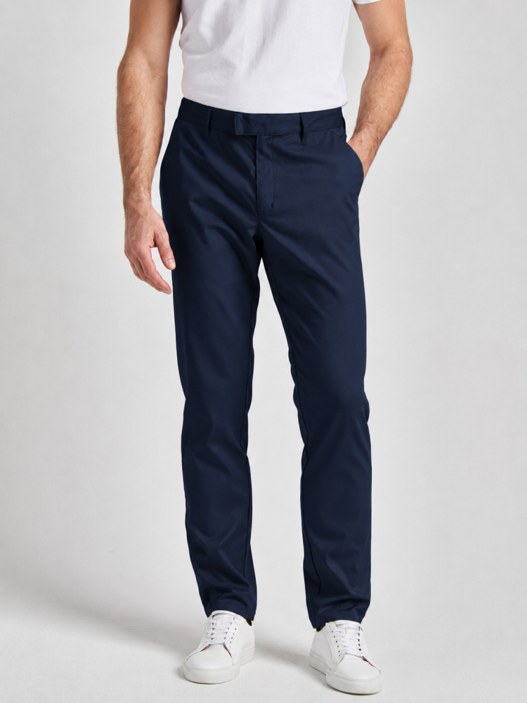 Dunkelblaue Chinohose Herren Vincennes mit gerader Passform und Stretch-Anteil