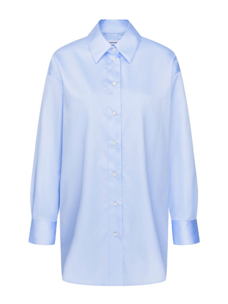 Seidensticker Oversize Bluse aus Baumwoll-Satin in Light Blue