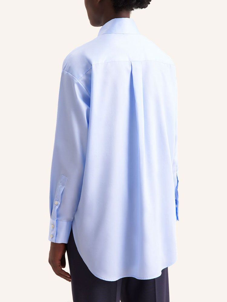 Seidensticker Oversize Bluse aus Baumwoll-Satin in Light Blue