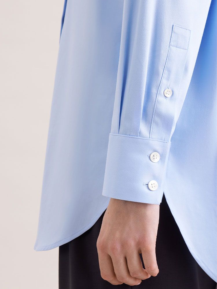 Seidensticker Oversize Bluse aus Baumwoll-Satin in Light Blue