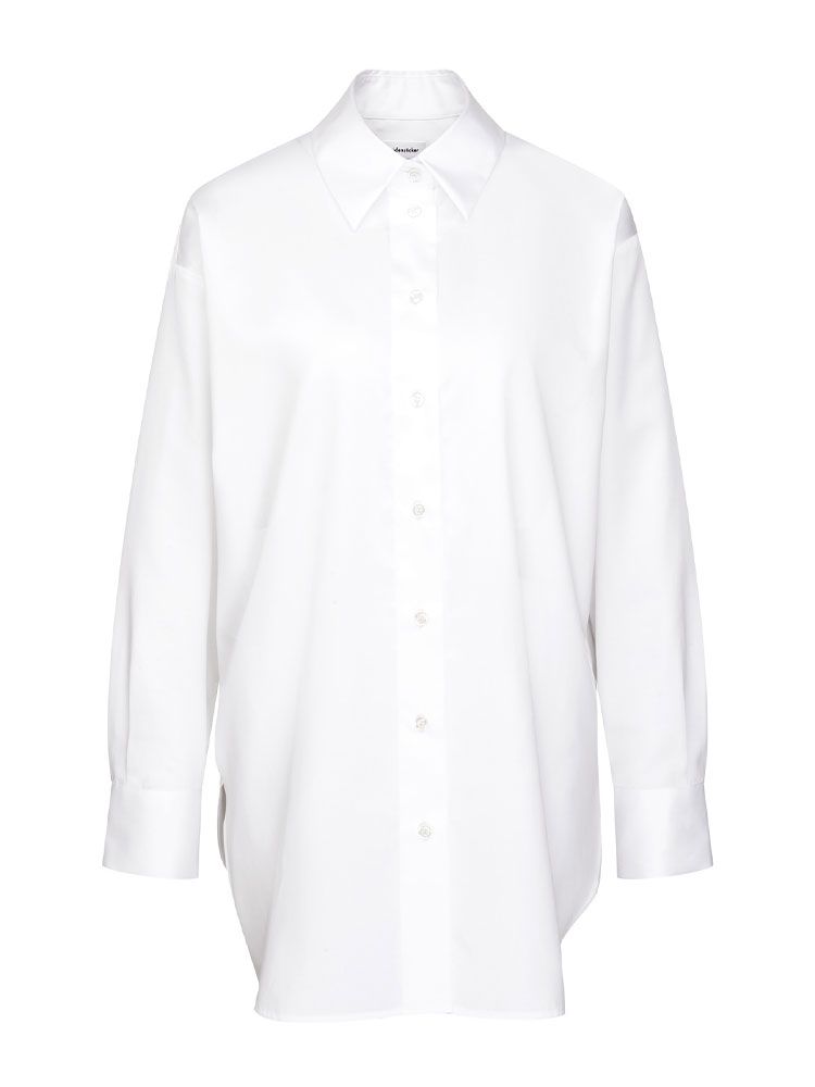 Seidensticker Oversize Bluse aus Baumwoll-Satin in Weiss