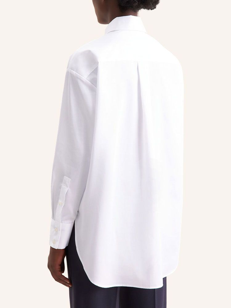 Seidensticker Oversize Bluse aus Baumwoll-Satin in Weiss
