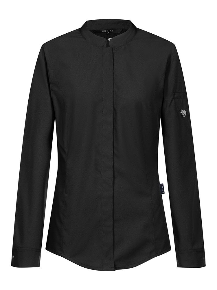 Greiff Damen Kochhemd mit Jerseyeinsatz Schwarz