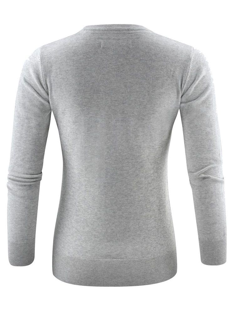 James Harvest Damen Strickpullover mit U-Ausschnitt Grau Meliert