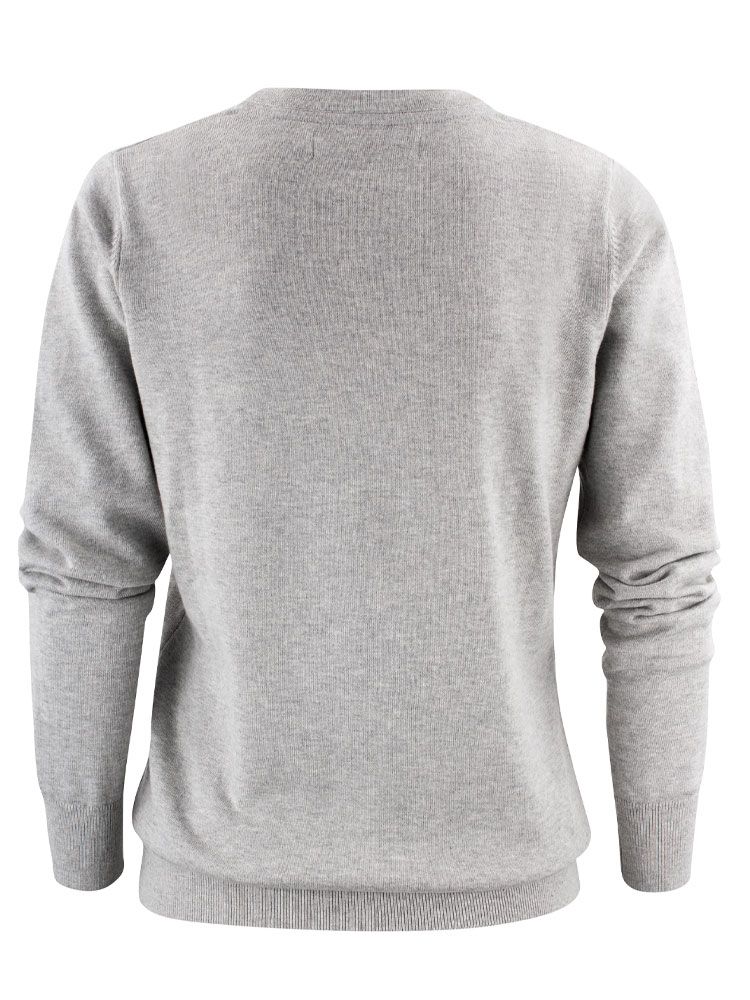 James Harvest Damen Strickpullover mit V-Ausschnitt Grau Meliert