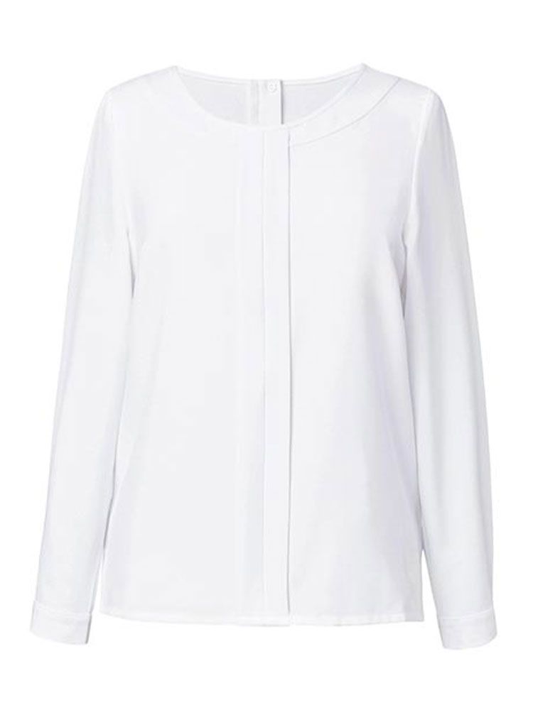 Elegante Langarm Damenbluse Weiß