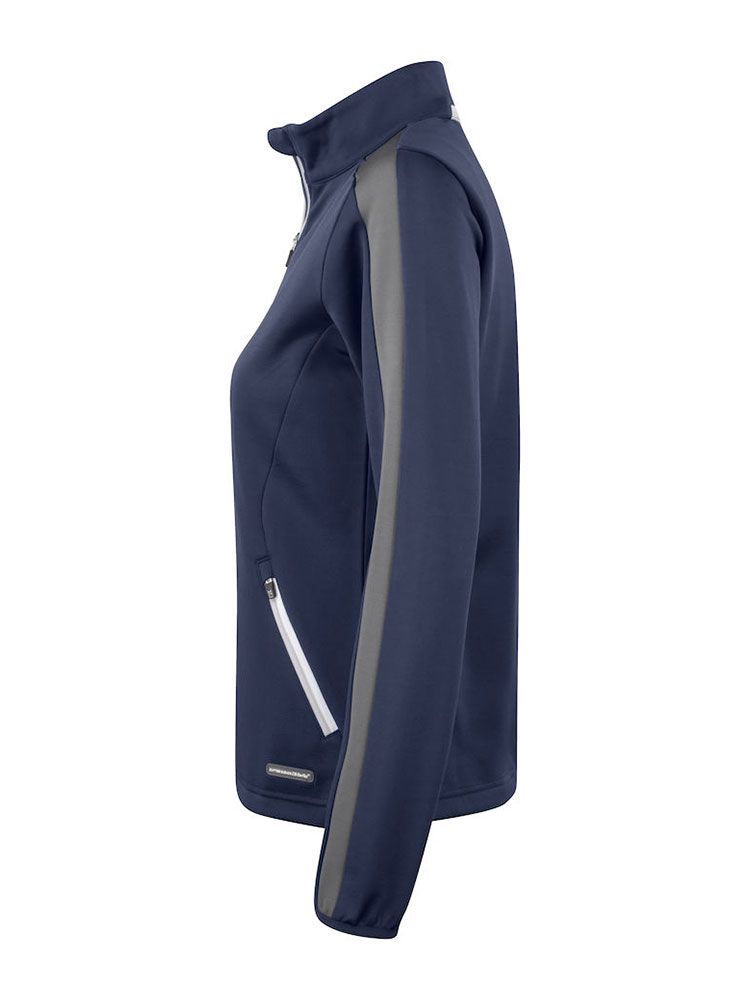 Fleecejacke für Damen in blau, warm und atmungsaktiv, mit Stehkragen und Reißverschlusstaschen