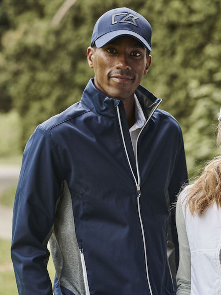 Softshelljacke Herren bedrucken, Softshelljacke Dunkelblau, wind- und wasserabweisend, mit Stehkragen und Reißverschlusstaschen