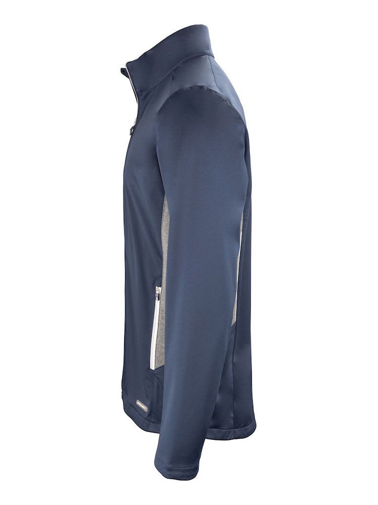 Softshelljacke Herren bedrucken, Softshelljacke Dunkelblau, wind- und wasserabweisend, mit Stehkragen und Reißverschlusstaschen