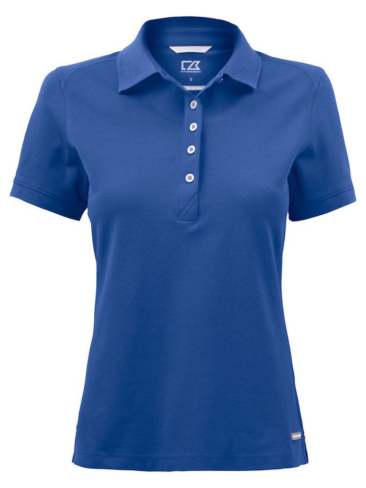 Damen Poloshirt blau von Cutter & Buck mit UV-Schutz und femininem Schnitt – ideal für Büro und Kundenkontakt