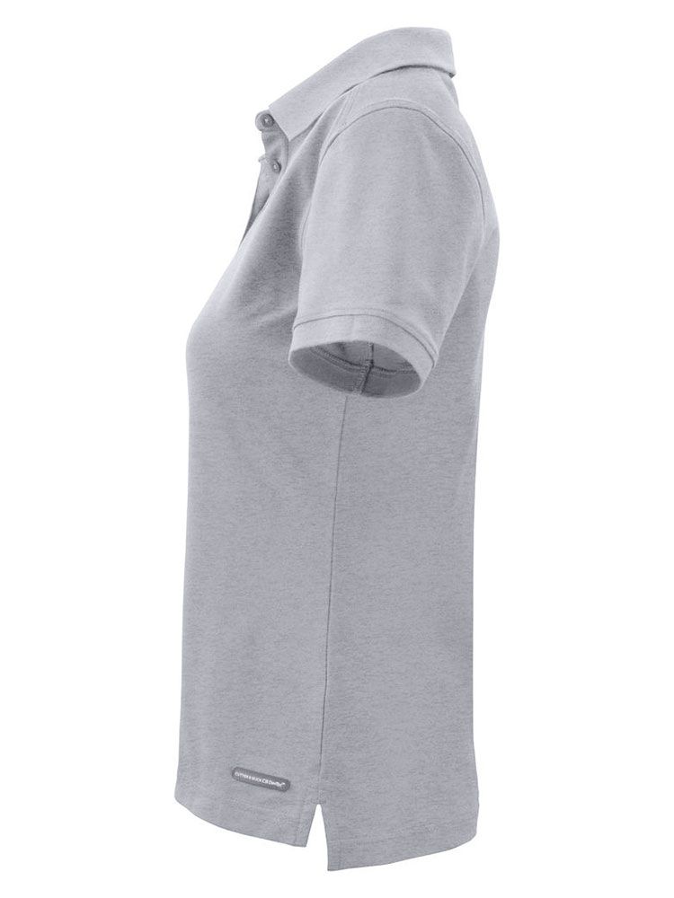 Hellgraues Damen Poloshirt von Cutter & Buck mit UV-Schutz und femininer Schnittführung