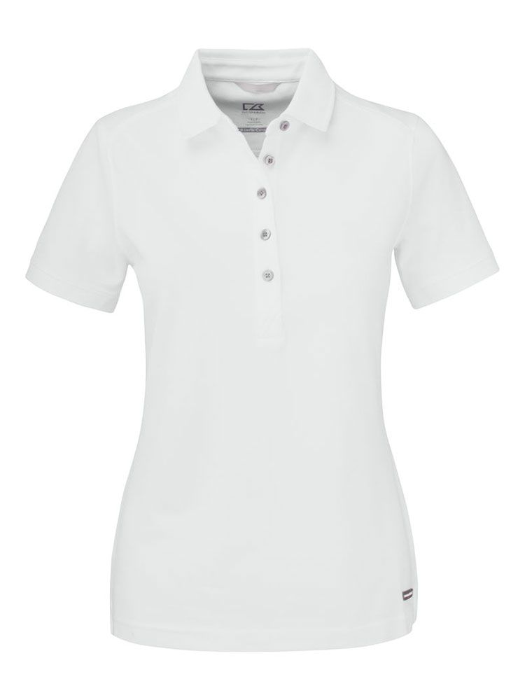 Weißes Funktions Poloshirt für Damen von Cutter & Buck mit UV-Schutz und femininer Passform