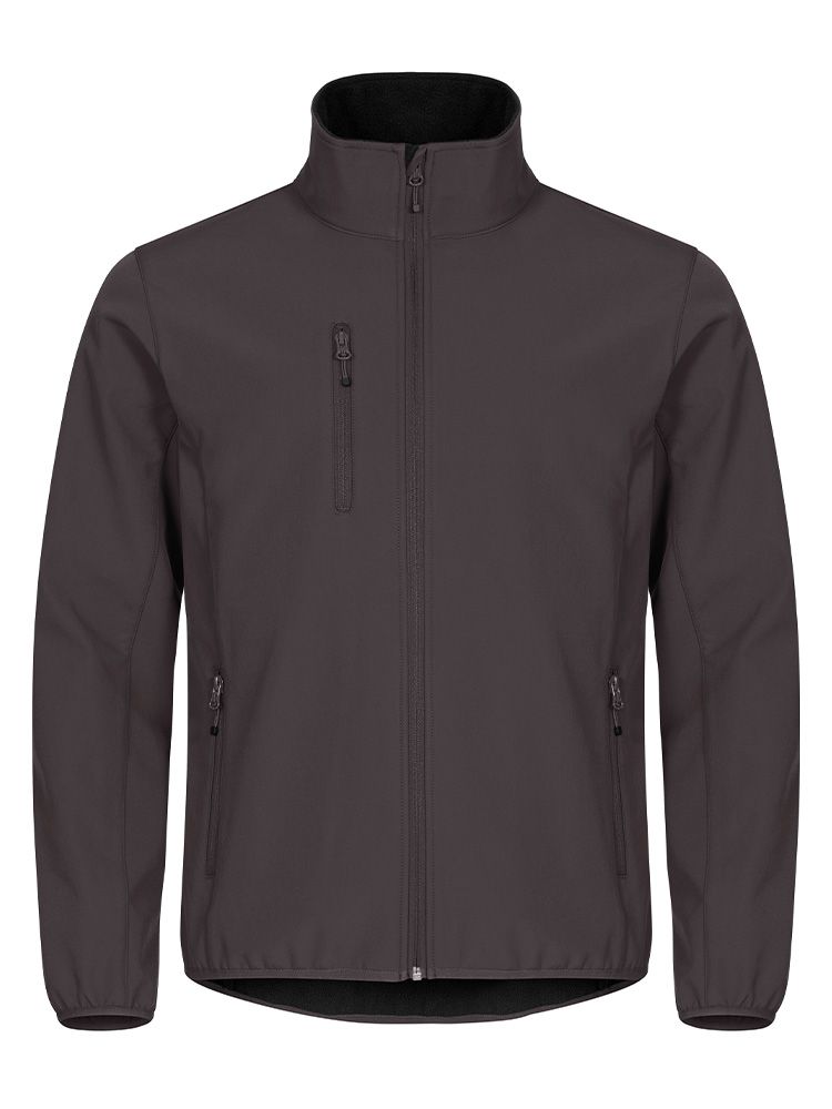 Graue Herren Softshelljacke mit Reißverschlusstaschen und elastischem Bund – ideal für Alltag & Outdoor