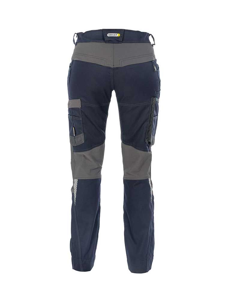 Arbeitslatzhose Damen Stretch in Blau – flexible Damen-Arbeitshose mit 4-Wege-Stretch, ergonomischer Passform, verstellbarer Rückenelastik und praktischen Taschen für Handwerk und Industrie