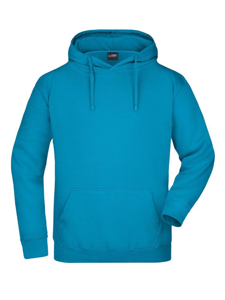 Hoodie Türkis Herren mit Kapuze, Kängurutasche und sportlichem Schnitt