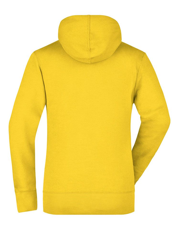 Gelber Damen Hoodie mit Kapuze und Kängurutasche, Slim-Fit Schnitt, weiches Sweatmaterial
