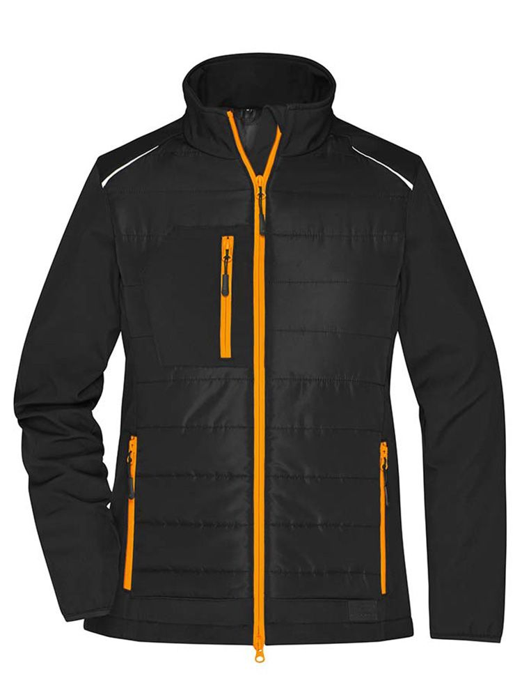 Softshell Steppjacke Damen Schwarz / Orange