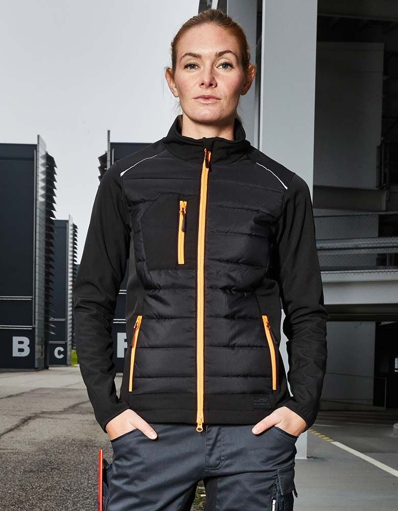 Softshell Steppjacke Damen Schwarz / Orange