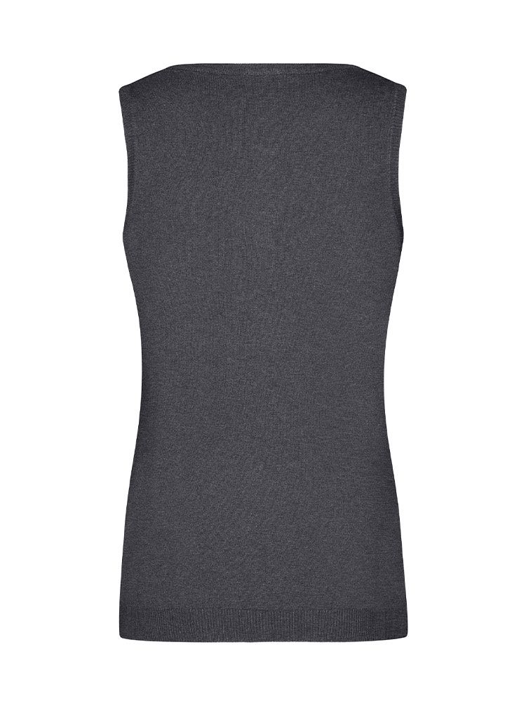 Grauer Damen-Pullunder aus Baumwolle mit V-Ausschnitt und taillierter Passform