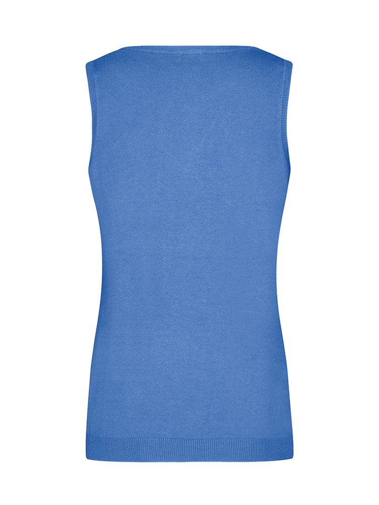 Blauer Pullunder für Damen aus feiner Baumwolle mit V-Ausschnitt und taillierter Passform – ideal für Business und Freizeit